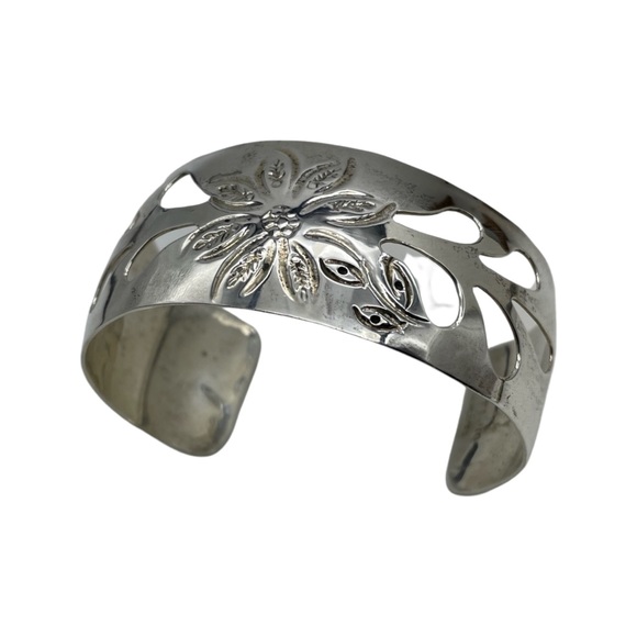 Taxco 925 Sterling Silver Cuff Bracelet Wide Modernist - Picture 4 of 8